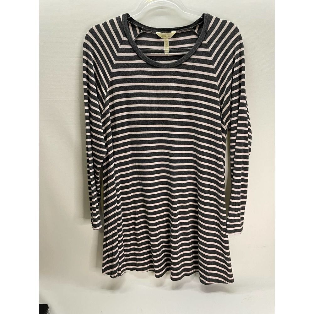 Matilda Jane Once Upon a Time Kettle Tee Pink Gray Stripe Swing T-shirt Large